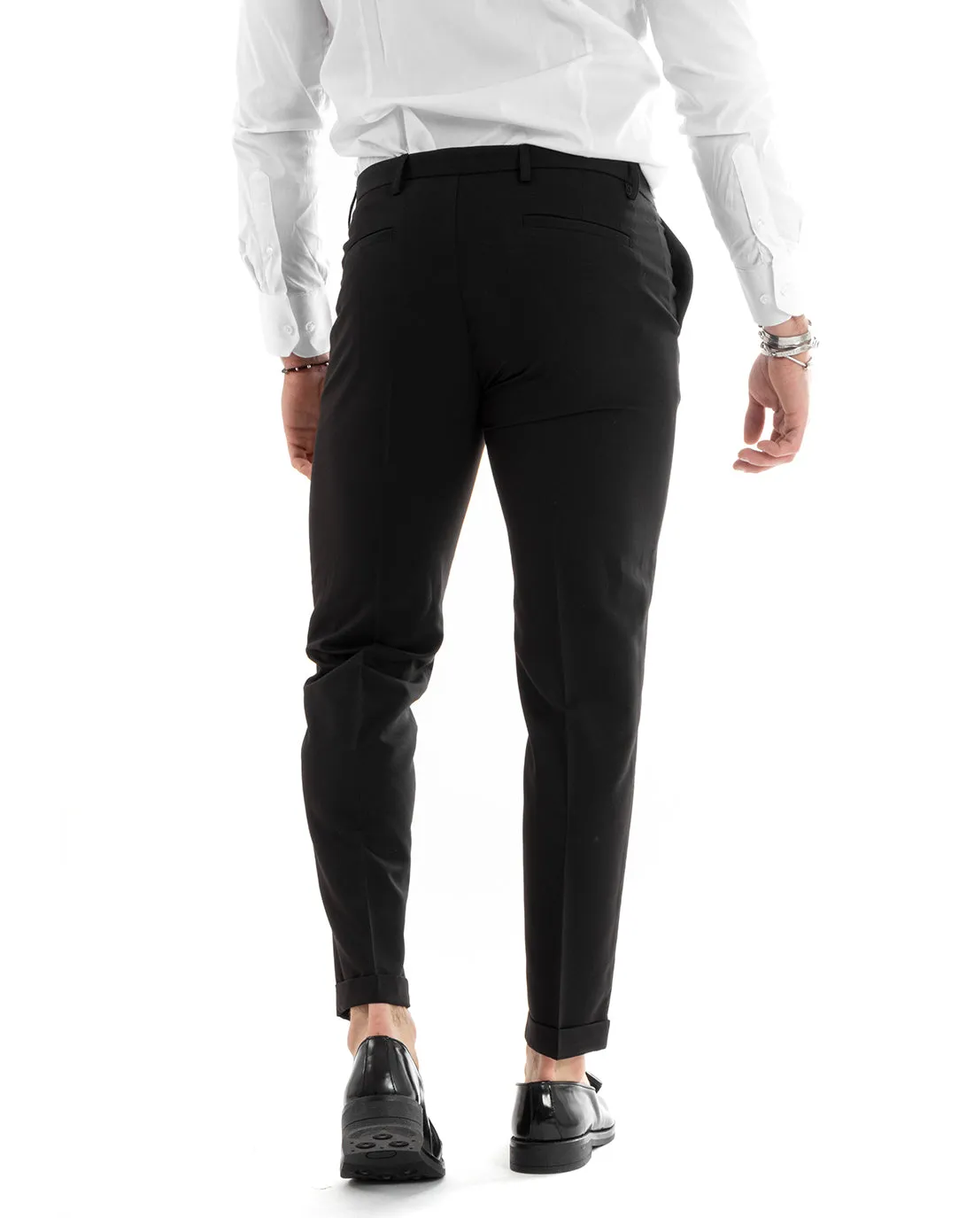 Abito Uomo Doppiopetto Vestito Viscosa Completo Giacca Pantaloni Nero Elegante Cerimonia GIOSAL-OU2270A