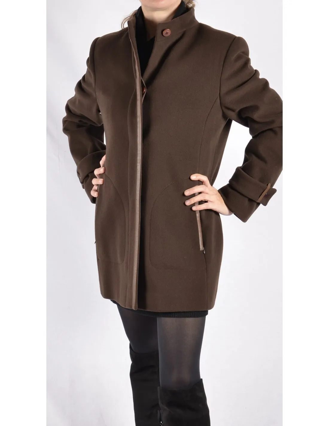 Cappotto Donna in lana mod Serena Marrone