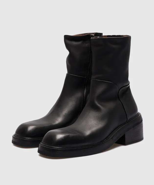 Marsell Stivali in pelle nera Facciata MW6921147