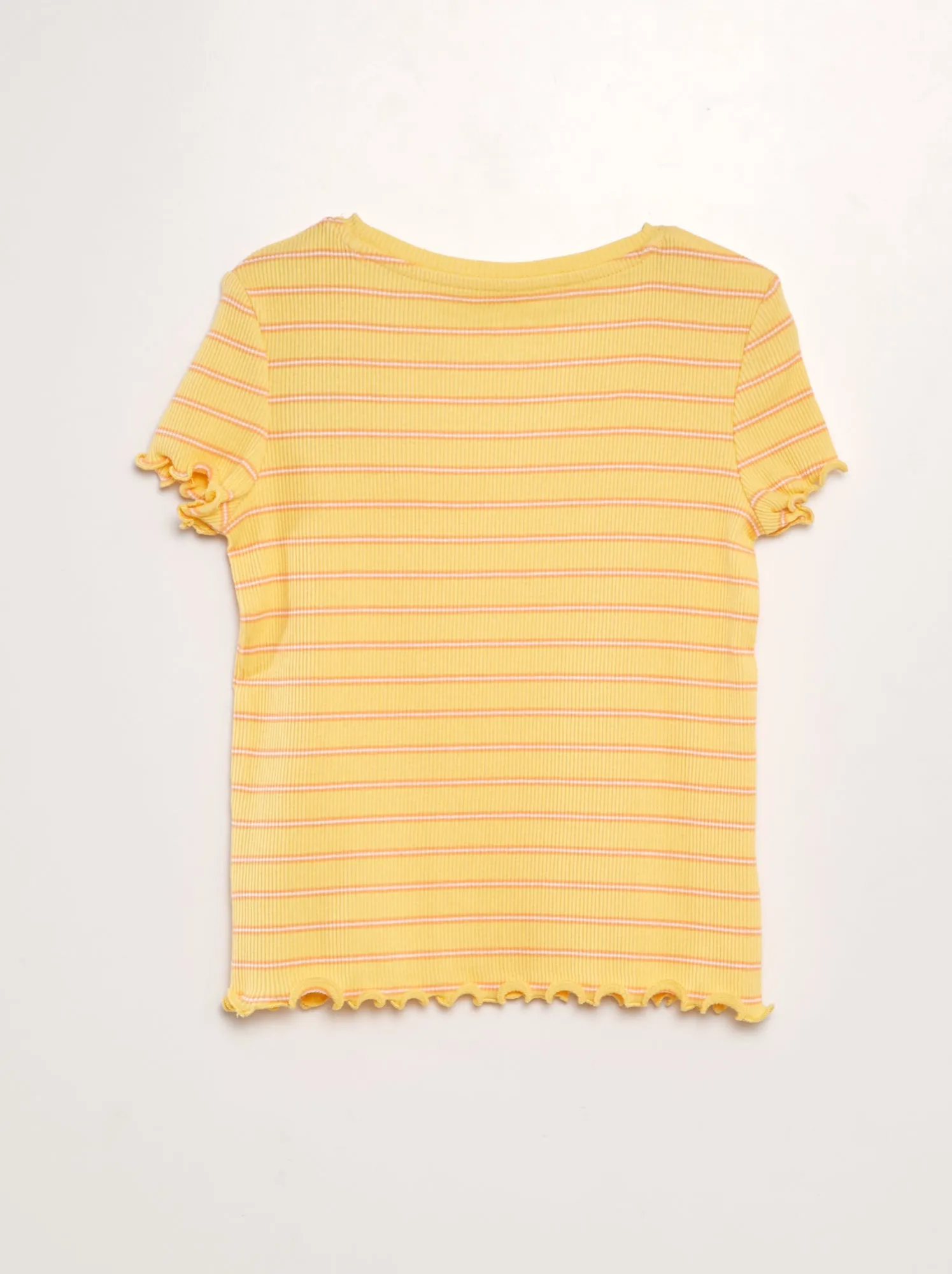 T-shirt a maniche corte a righe - GIALLO