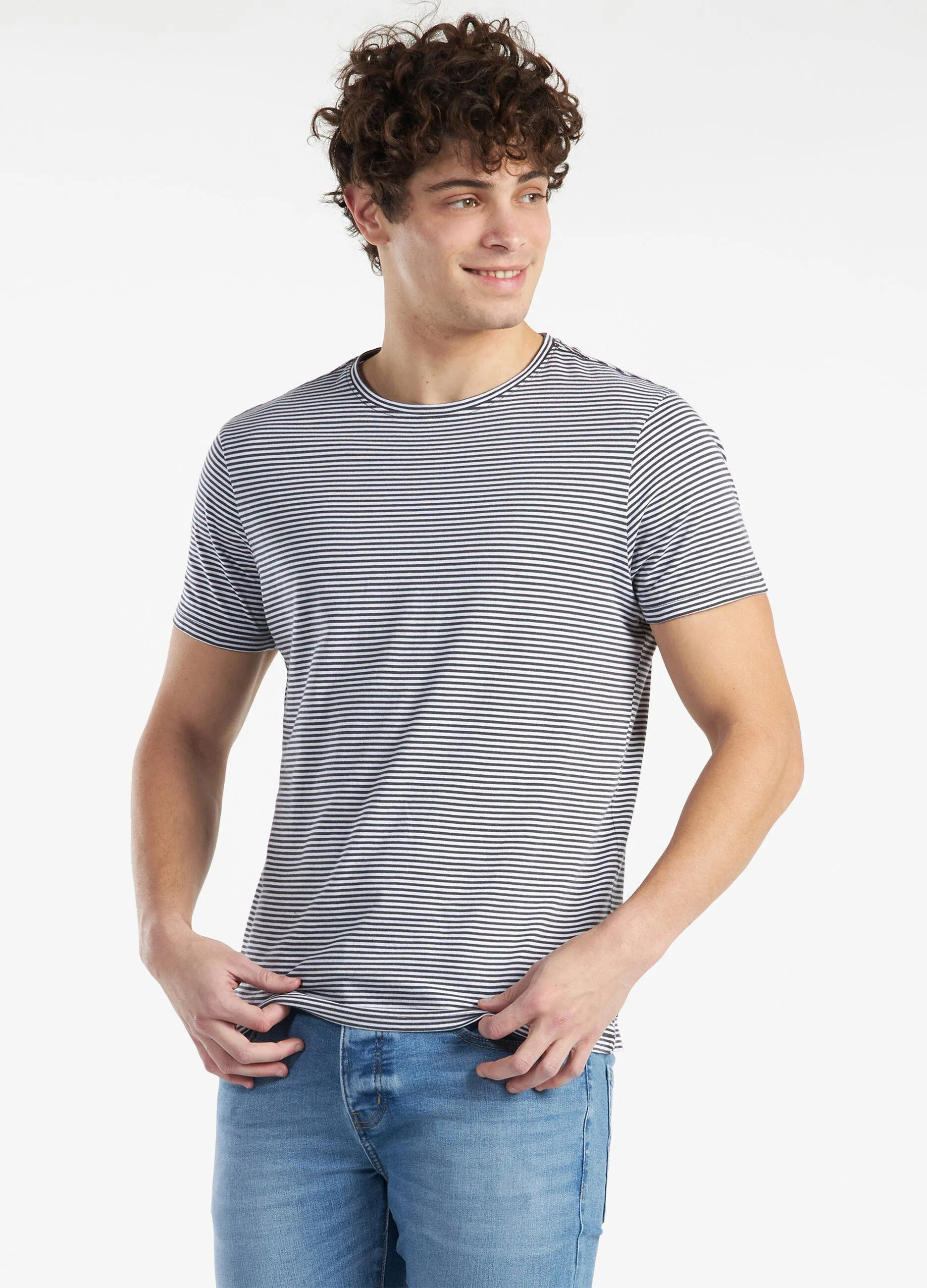 T-shirt a righe tinto filo uomo