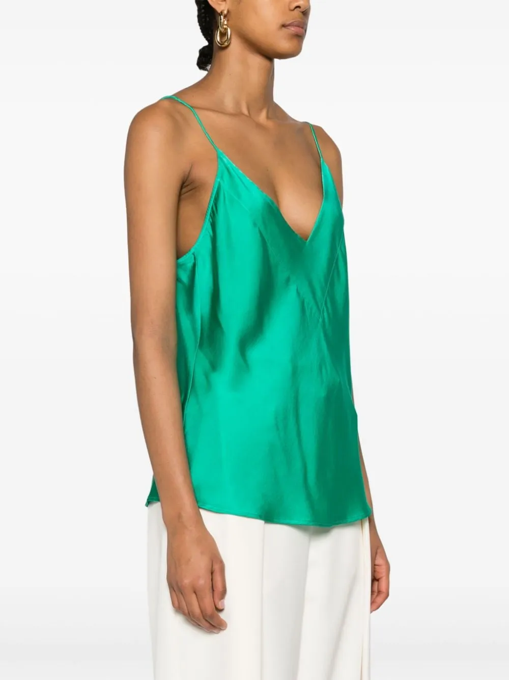Top con spalline in verde smeraldo - donna