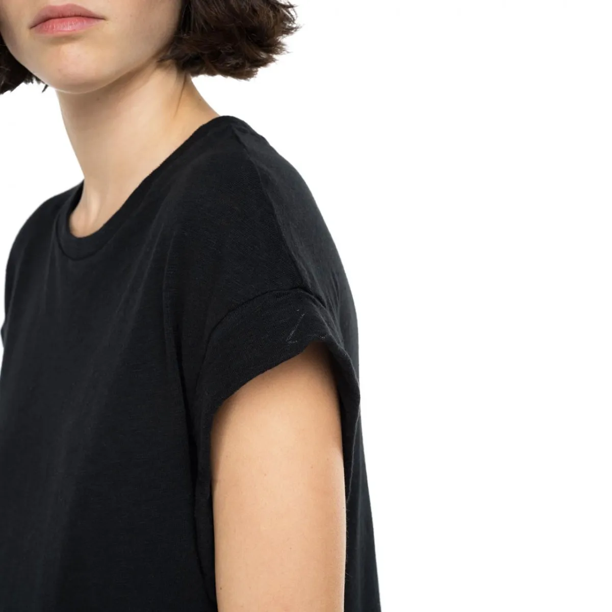 Vestito Lungo In Jersey Con Spacco, Nero